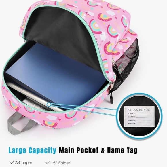 pink dinosaur Stemebun kids 15" Canvas backpack - Picture 8 of 10